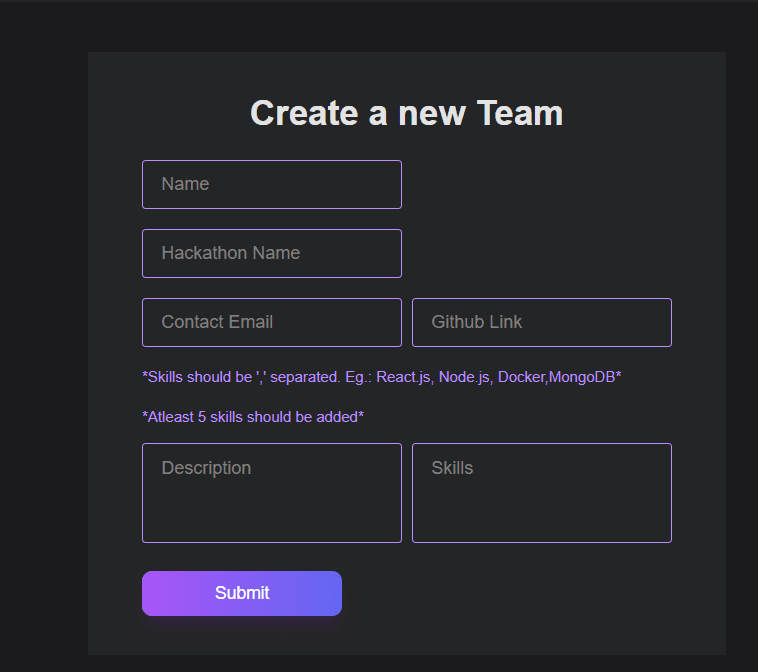 Create new team